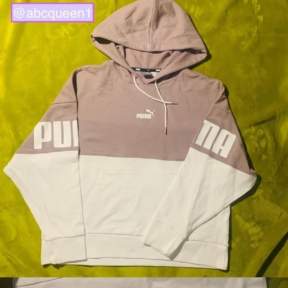NWOT PUMA WOMENS POWER COLOR BLOCK HOODIE - Lavender & White  Large - Picture 2 of 12
